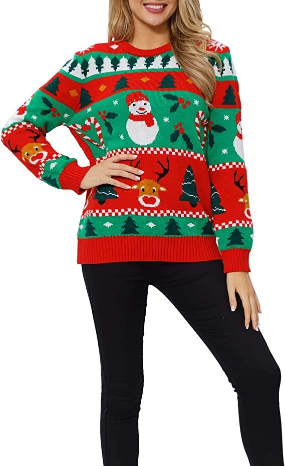L Ugly Christmas Sweater Company Womens Assorted Pullover Xmas Sweaters Black Life of The Party 