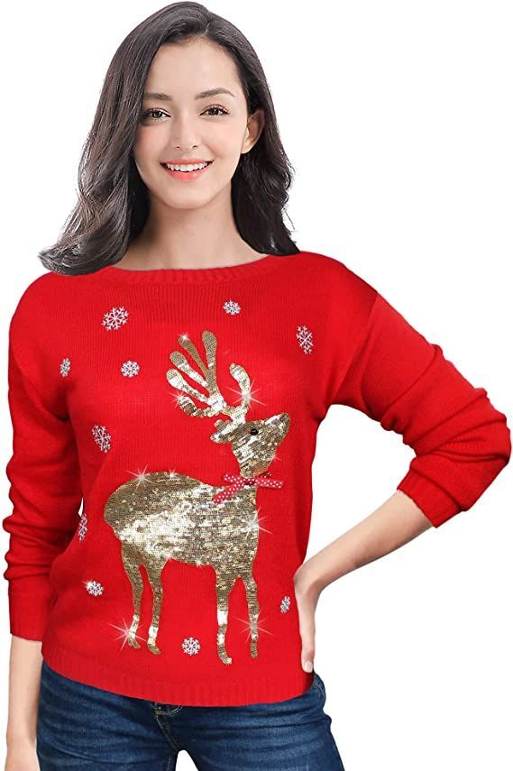 Shining Reindeer Ugly Christmas Sweater