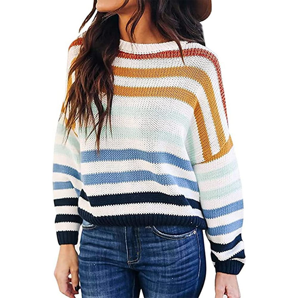 Oversized Striped Knit Pullover