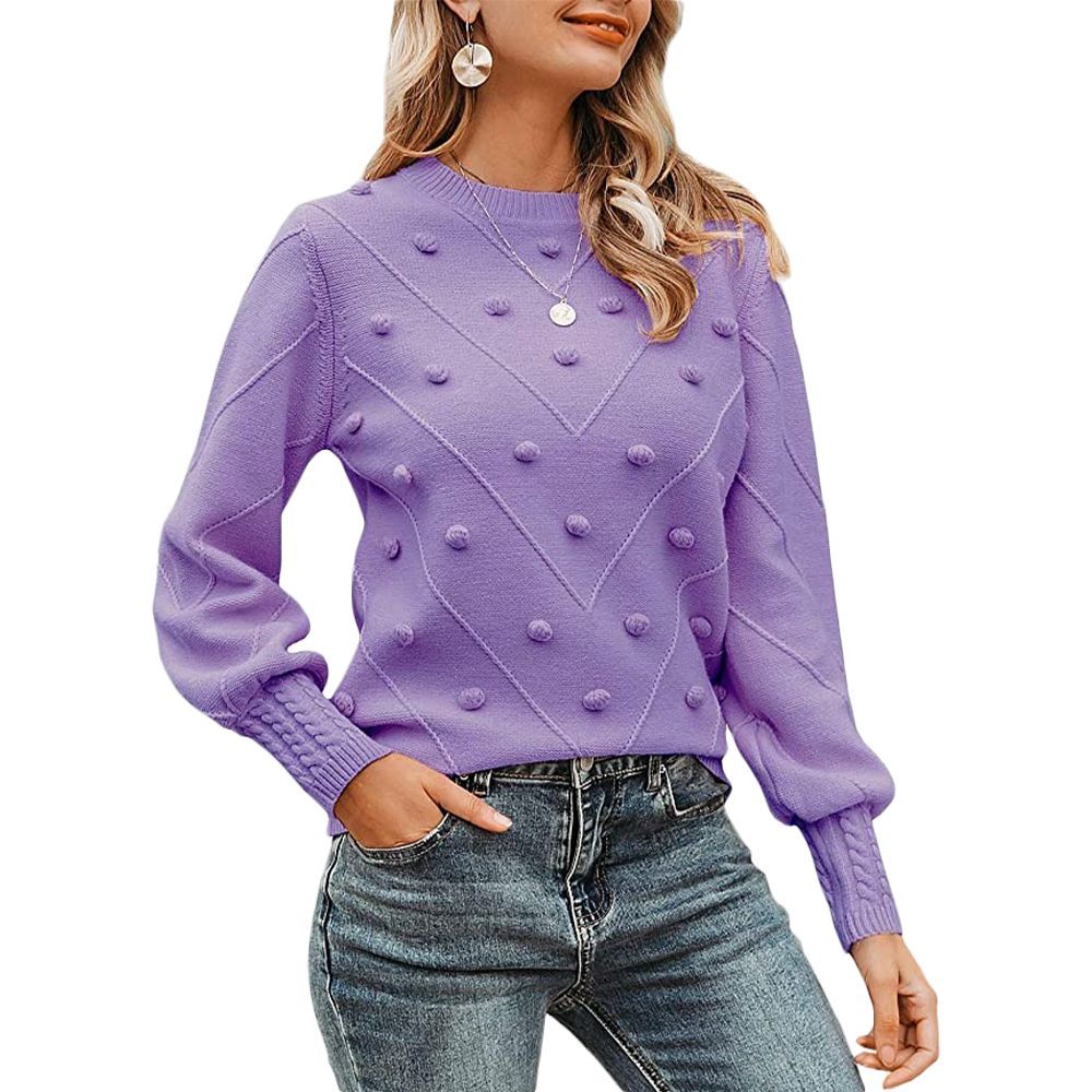 Lantern-Sleeve Pullover Sweater