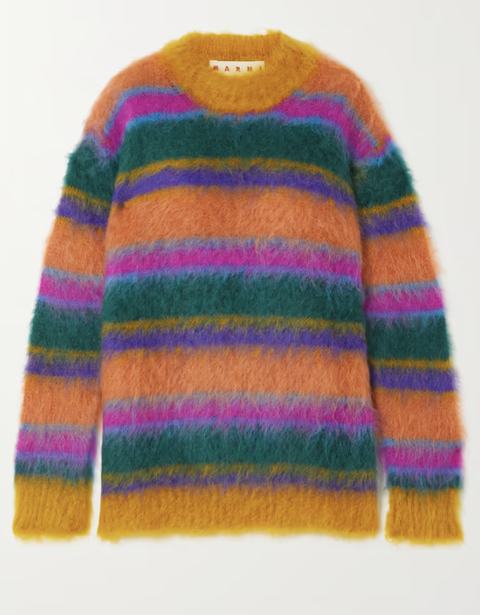 Striped Brushed Mohair-blend Sweater
