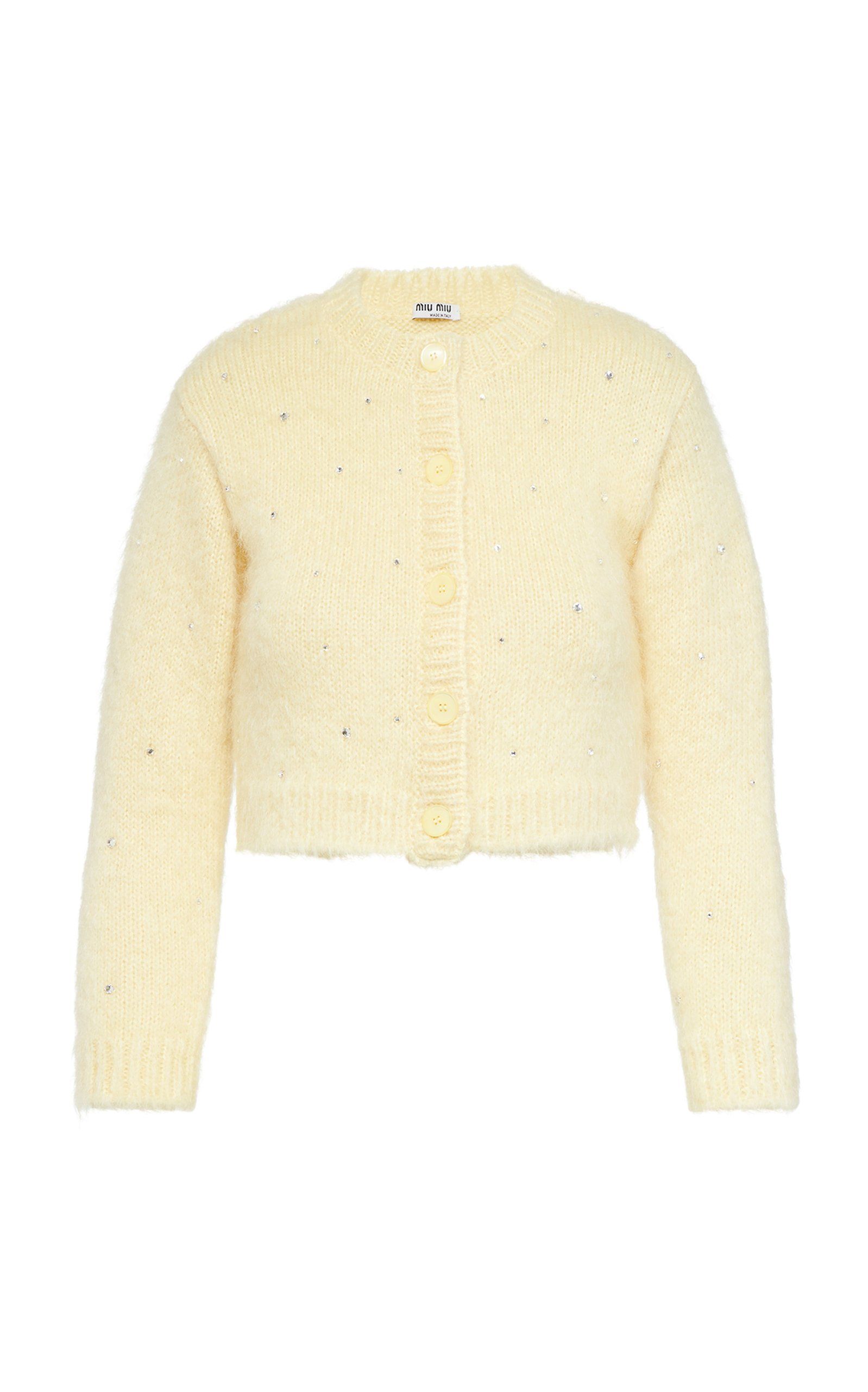 Diamante Embroidered Mohair-Blend Cardigan
