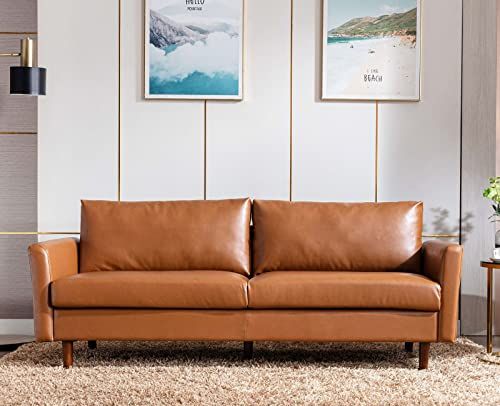 Faux Leather Midcentury Modern Couch