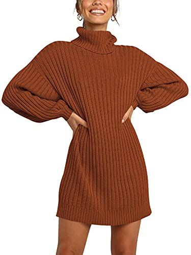 Loose Turtleneck Knit Long Pullover Sweater Dress