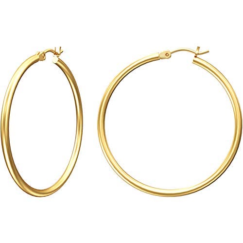 4K Gold Plated Hoops with 925 Sterling Silver Post