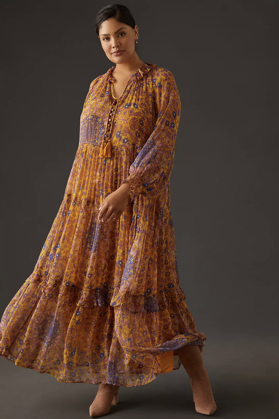 The Marais Printed Chiffon Maxi Dress