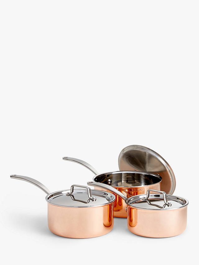Stainless Steel Saucepan Set with Lids, Copper