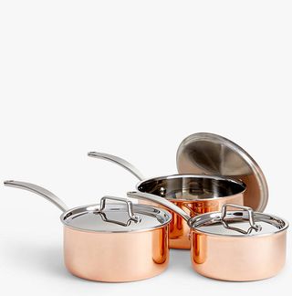 Stainless Steel Saucepan Set with Lids, Copper