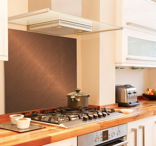 Copper Effect Kitchen Glass Splashback