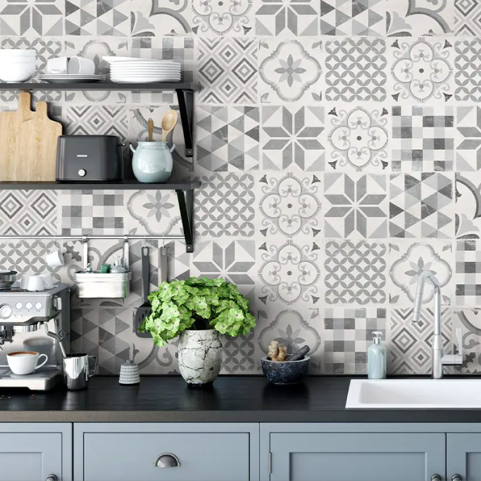 Andaluz Grey Tile Effect Wall Panel Kit