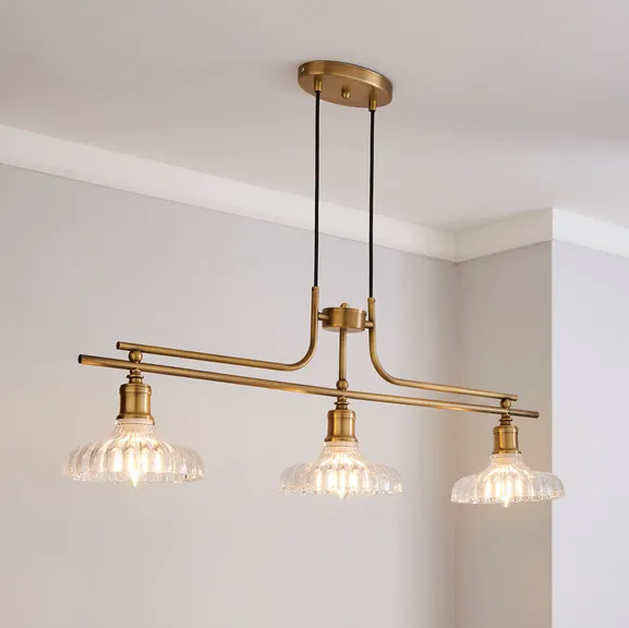 Colt 3 Light Diner Antique Brass Ceiling Fitting