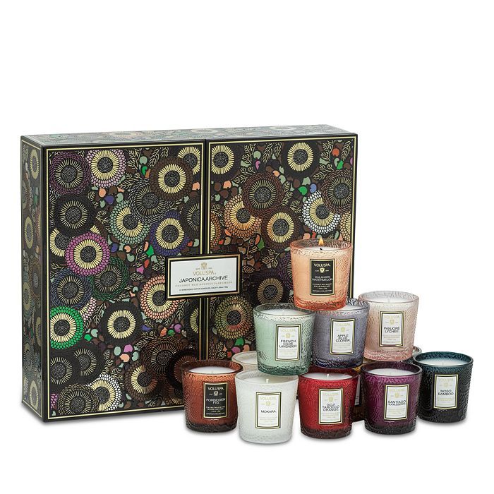 Japonica Archive 12 Embossed Glass Candles Gift Set