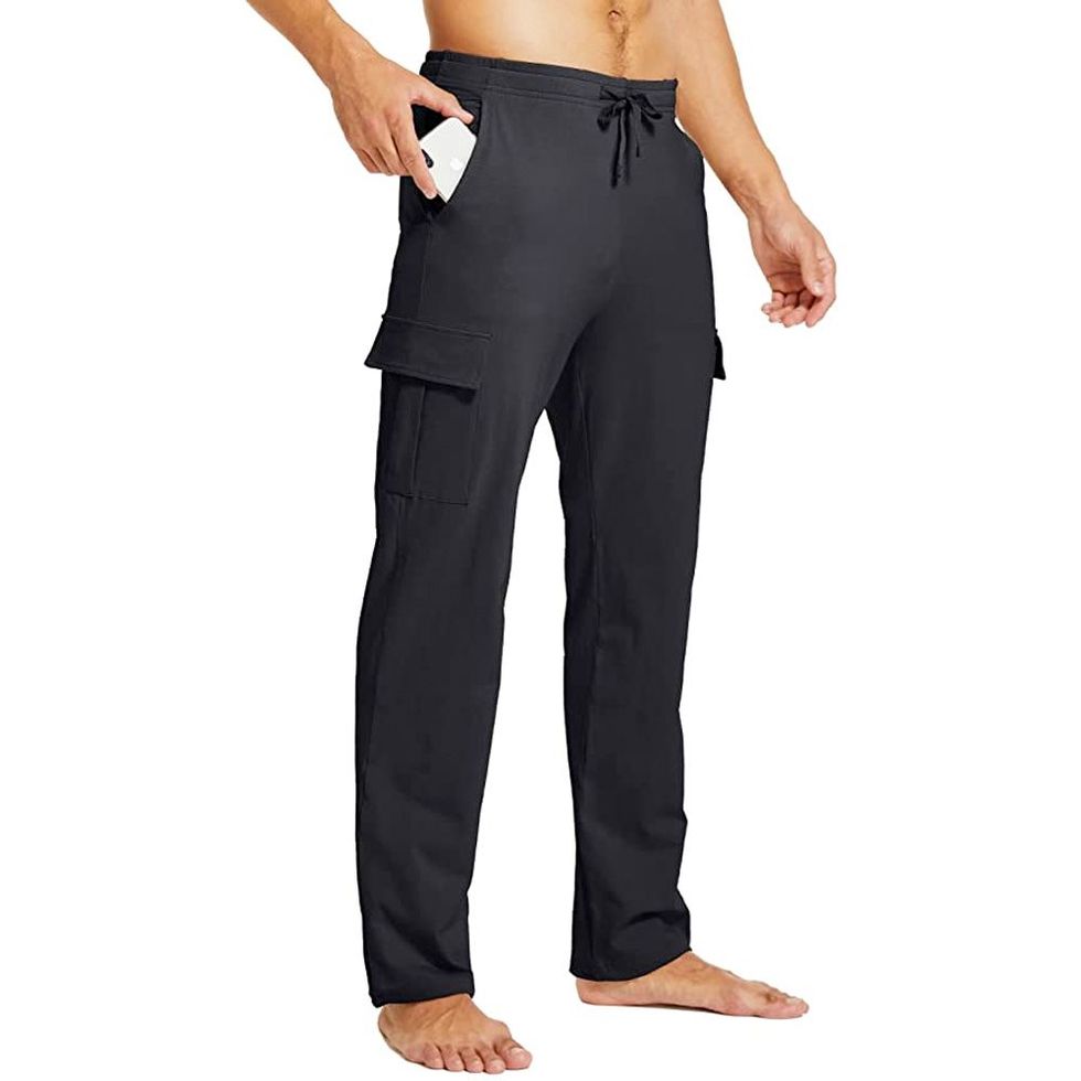 BALEAF Men's Cotton Yoga Sweatpants Open Bottom Joggers Straight