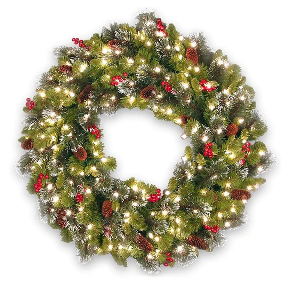  National Tree Company Pre-Lit Artificial Christmas Garland,  Green, Crestwood Spruce, White Lights, Decorated with Pine Cones, Berry  Clusters, Plug In, Christmas Collection, 9 Feet : Home & Kitchen