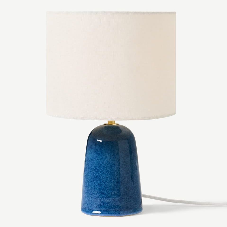 Nooby table lamp, blue reactive glaze ceramic