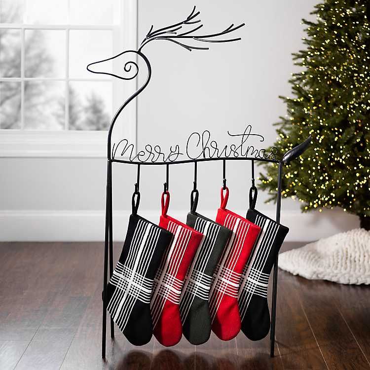 URATOT 6 Pieces Bronze Christmas Stocking Holder Metal Mantel Stockings Hangers Christmas Stocking Clips for Christmas Party Decoration 