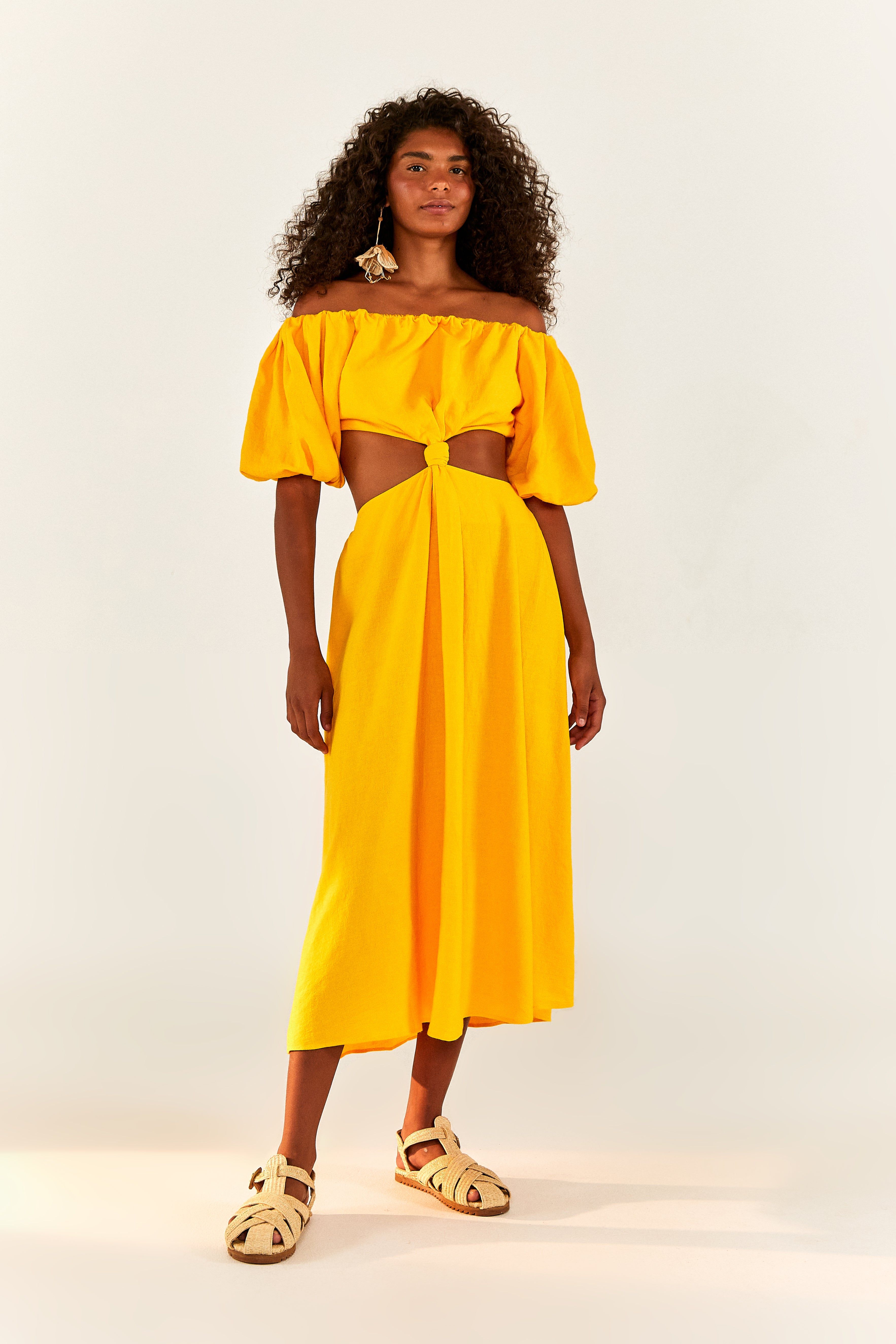 Yellow Knot Midi Dress