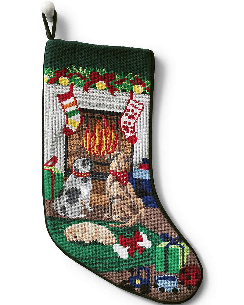 'By the Fire' Needlepoint Christmas Stocking