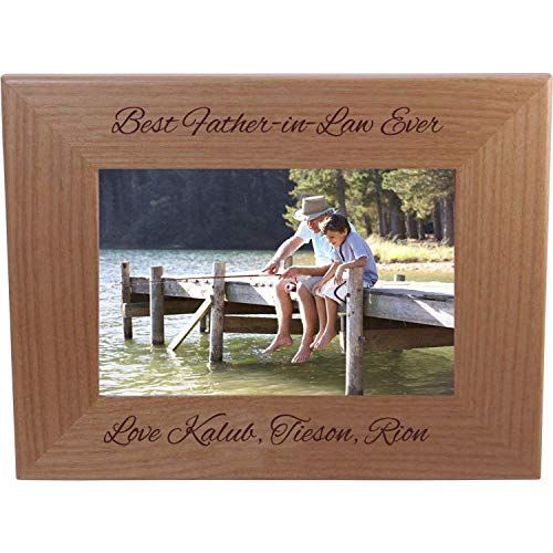 Personalized Best Father-in-Law Ever Engraved Alder Wood Picture Frame