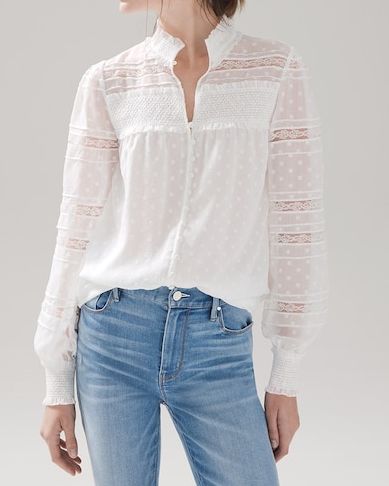 White Mixed Lace Blouse
