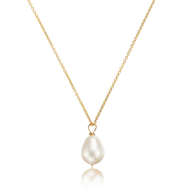 GOLD LARGE SINGLE PEARL NECKLACE