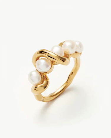 Molten Pearl Twisted Stacking Ring, £109