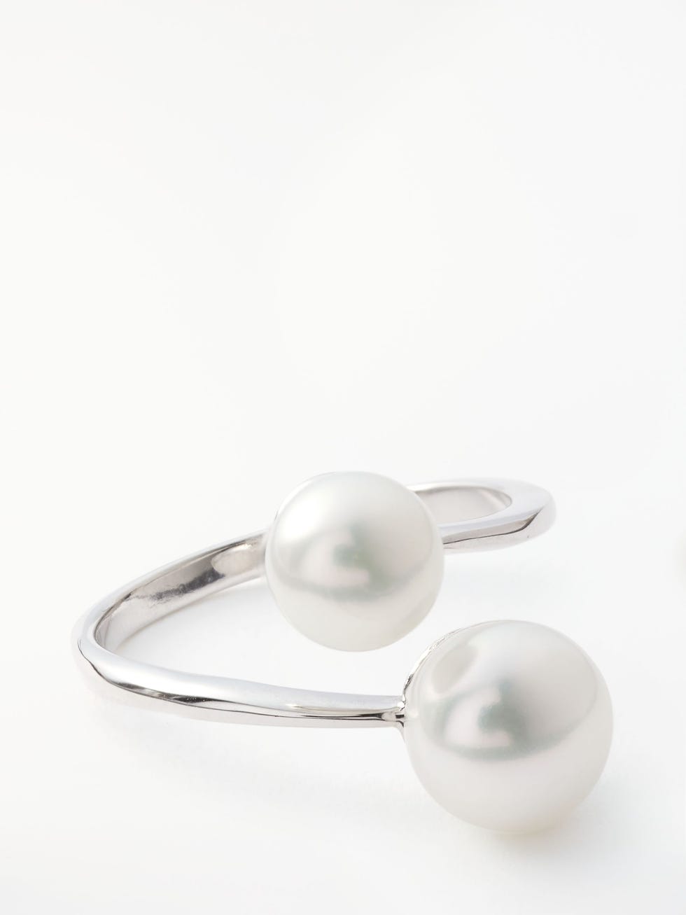 Lido Double Freshwater Pearl Ring, Silver/White