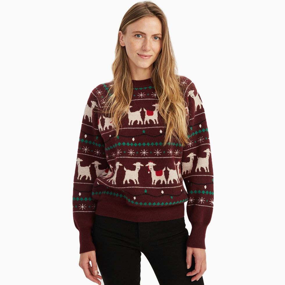 Cashmere Goat Holiday Crewneck Sweater