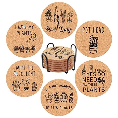 Funny Plant Coasters, Set of 6