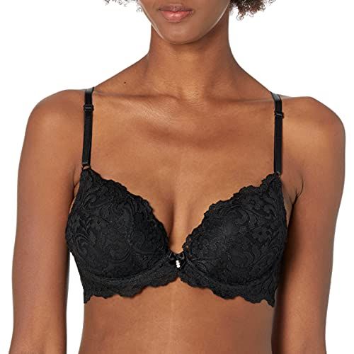 Smart & Sexy Women's Plus Size Signature Lace Unlined Underwire Bra with  Added Support, Black Hue, 36DDD