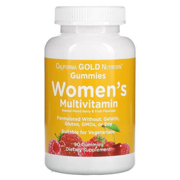 California Gold Nutrition, Women's Multivitamin Gummies, Mixed Berry & Fruit Flavors, 90 Gummies
