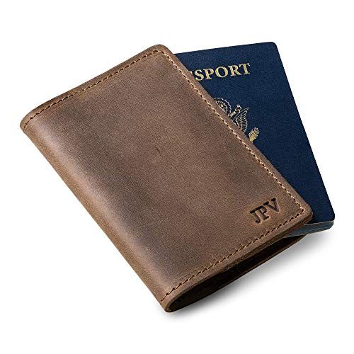 Customizable Rustic Leather Passport Cover