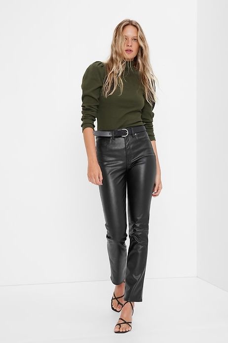 High Rise Faux-Leather Vintage Jeans