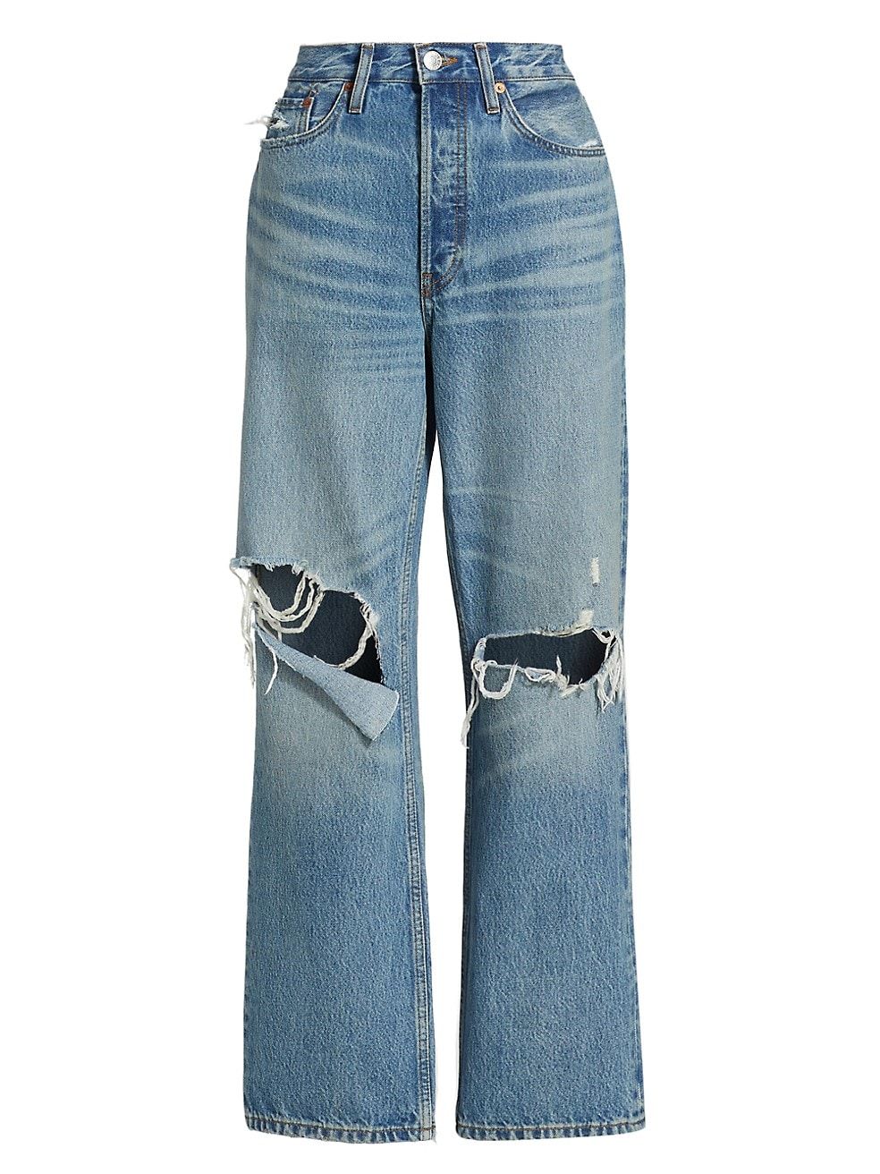 90s Distressed Wide-Leg High-Rise Jeans