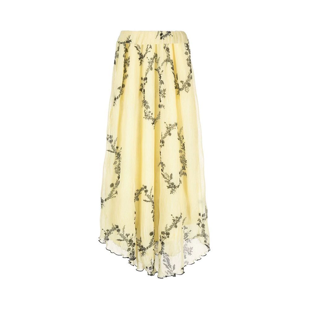 Georgette Plissé Maxi Skirt in Floral Shadow Flan