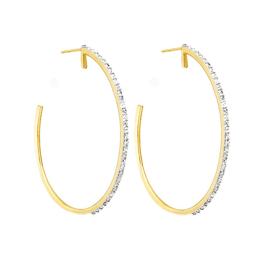 XL Pave Oval Hoop Earrings