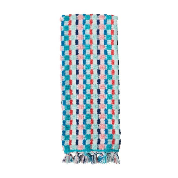 Dotted Stripe Cotton Hand Towel, Teal
