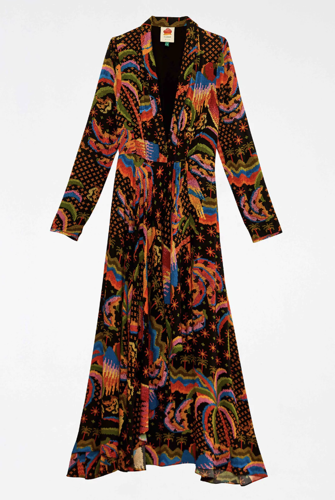 Black Macaw Island Long Sleeve Maxi Dress