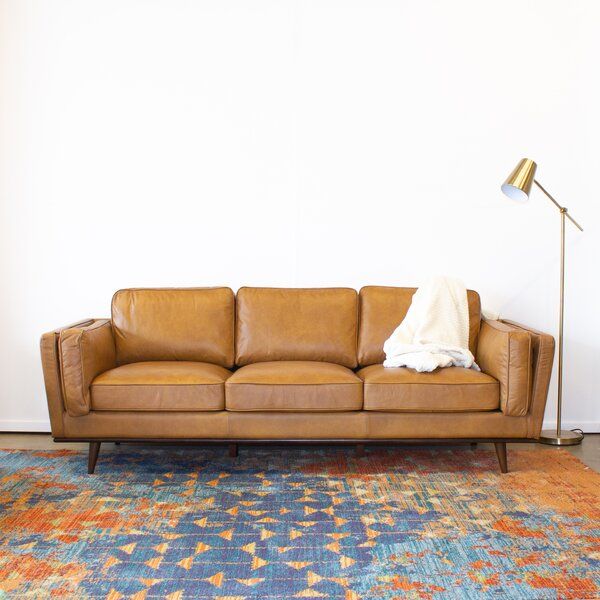 Lidia 88'' Genuine Leather Square Arm Sofa