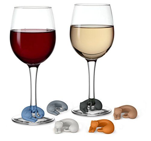 "KITTY CATS" SET OF 6 Hand Crafted Wine Glass Charm drink markers 