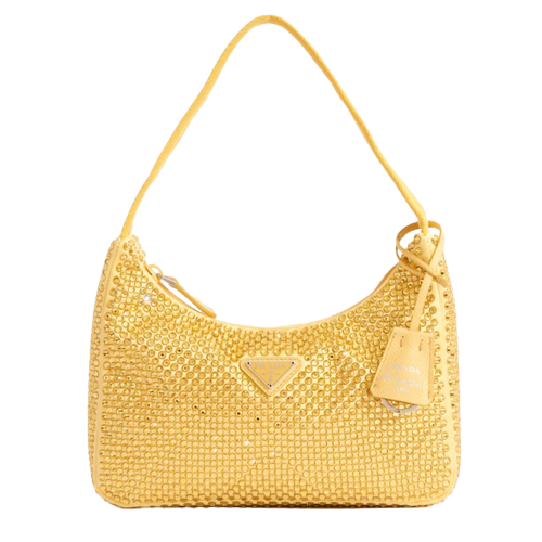 PRADA Tessuto Nylon Drawstring Cosmetic Bag Yellow 363024