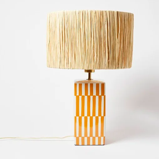 Ines Orange Raffia & Ceramic Lamp