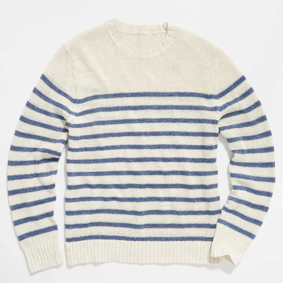 Striped Linen-Silk Crewneck Sweater