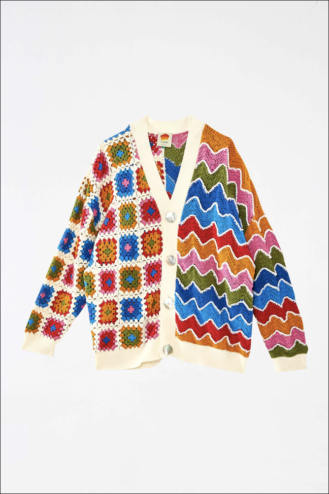 Mixed Textures Button Up Crochet Cardigan