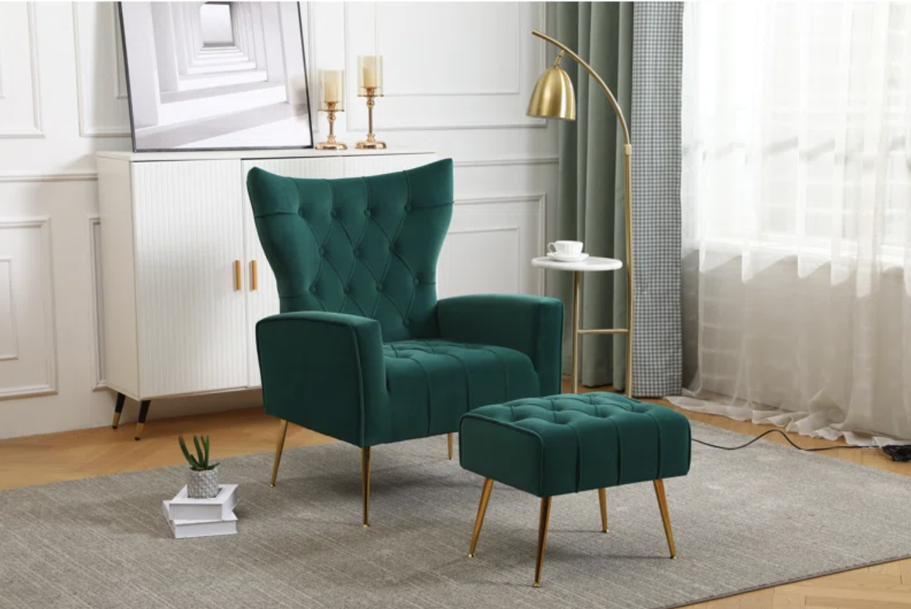 Embra Wingback Chair and Ottoman