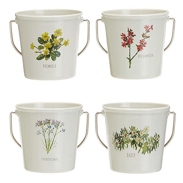 4 Floral Egg Cup Buckets