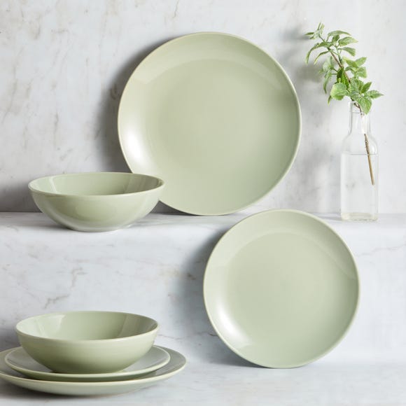 Stoneware Sage Gloss 12 Piece Dinner Set