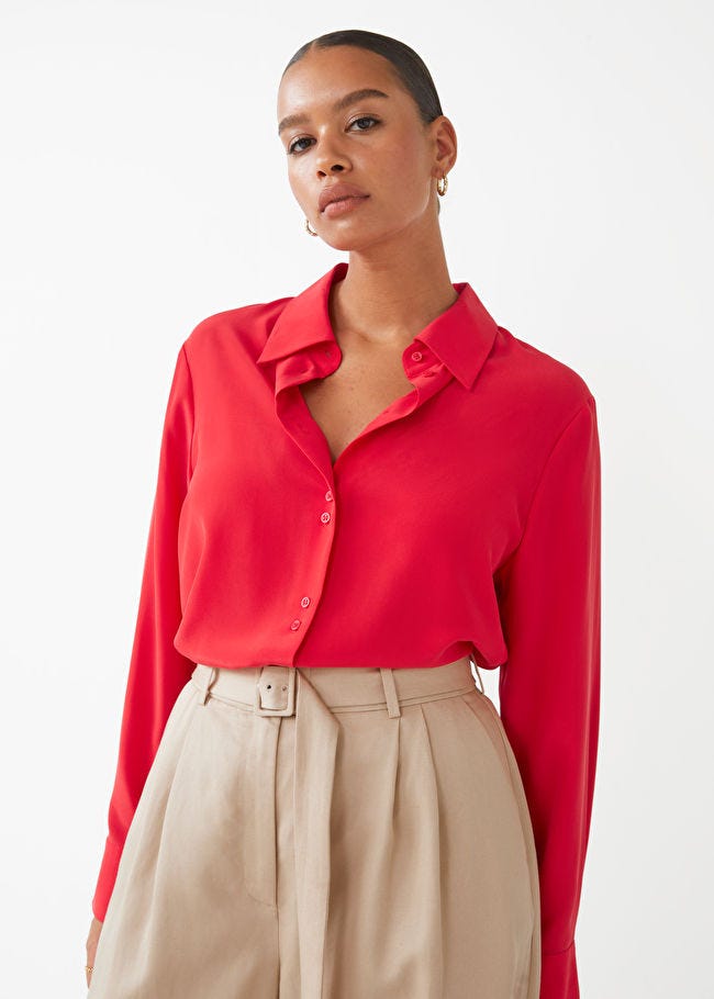 Shell Button Silk Blouse