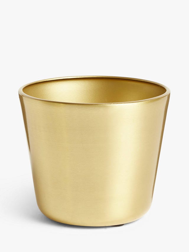 Flared Aluminium Indoor Plant Pot, Gold