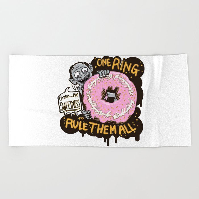 Lord of the Donut Rings Beach Towel